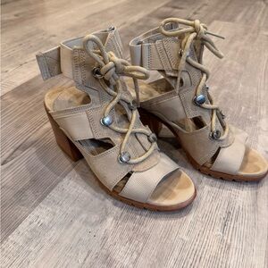 Sorel Tan Women's Lace-Up Heeled Sandals